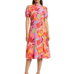 Julia Jordan Mock Neck Floral Print Midi Dress